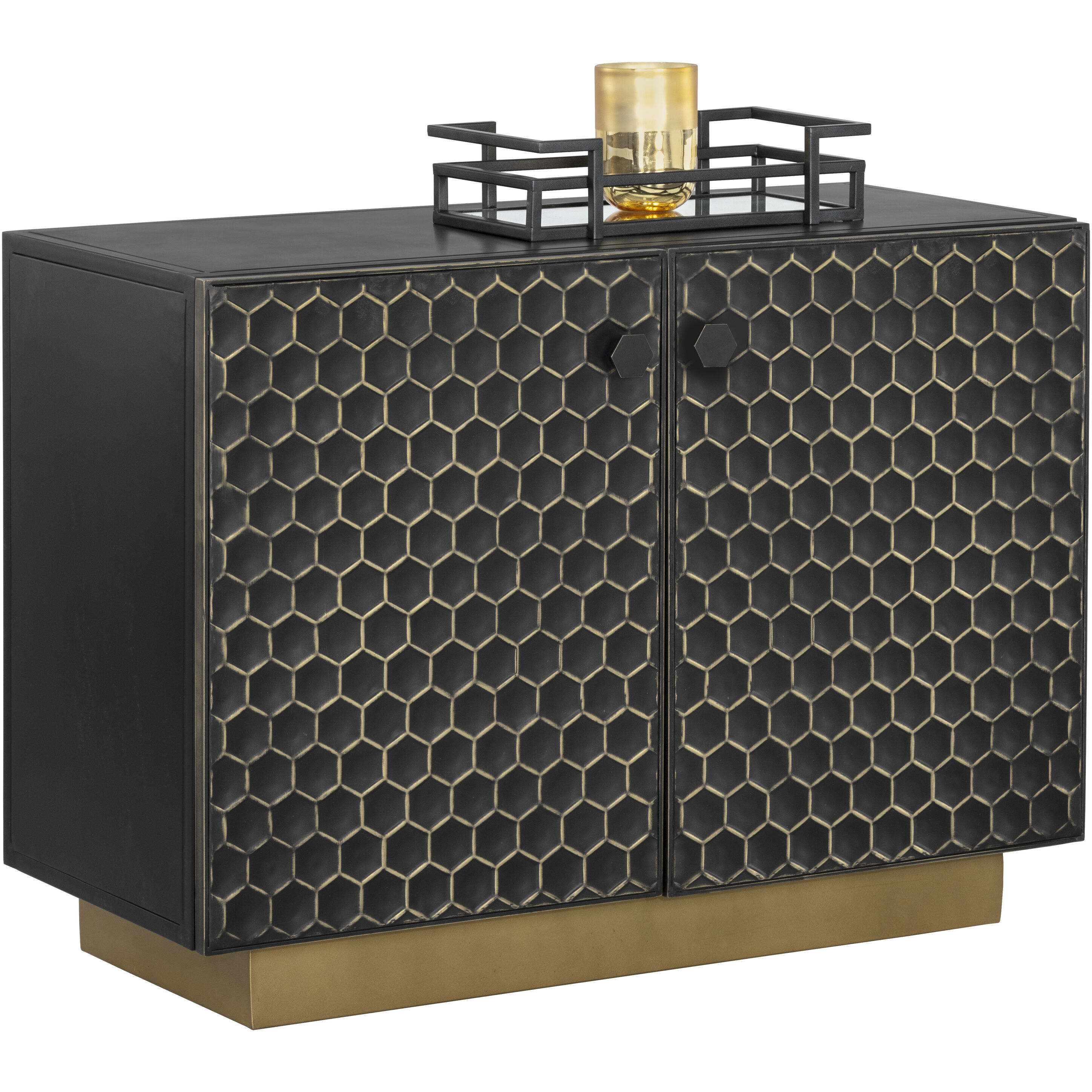 Hive 41 X 17.75 inch Black / Brass Sideboard, Small